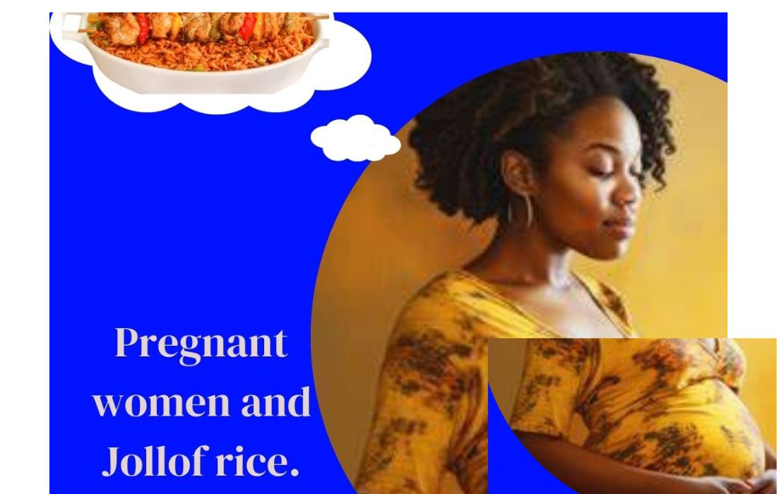 a pregnant woman imagining joloff rice
